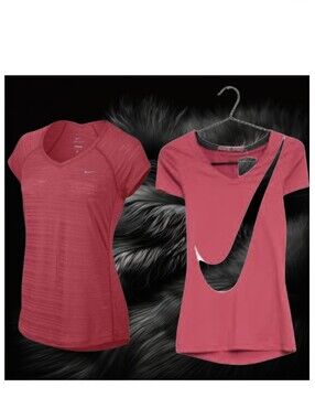 2 Nike Women’s Pink Short Sleeve Performance Tees